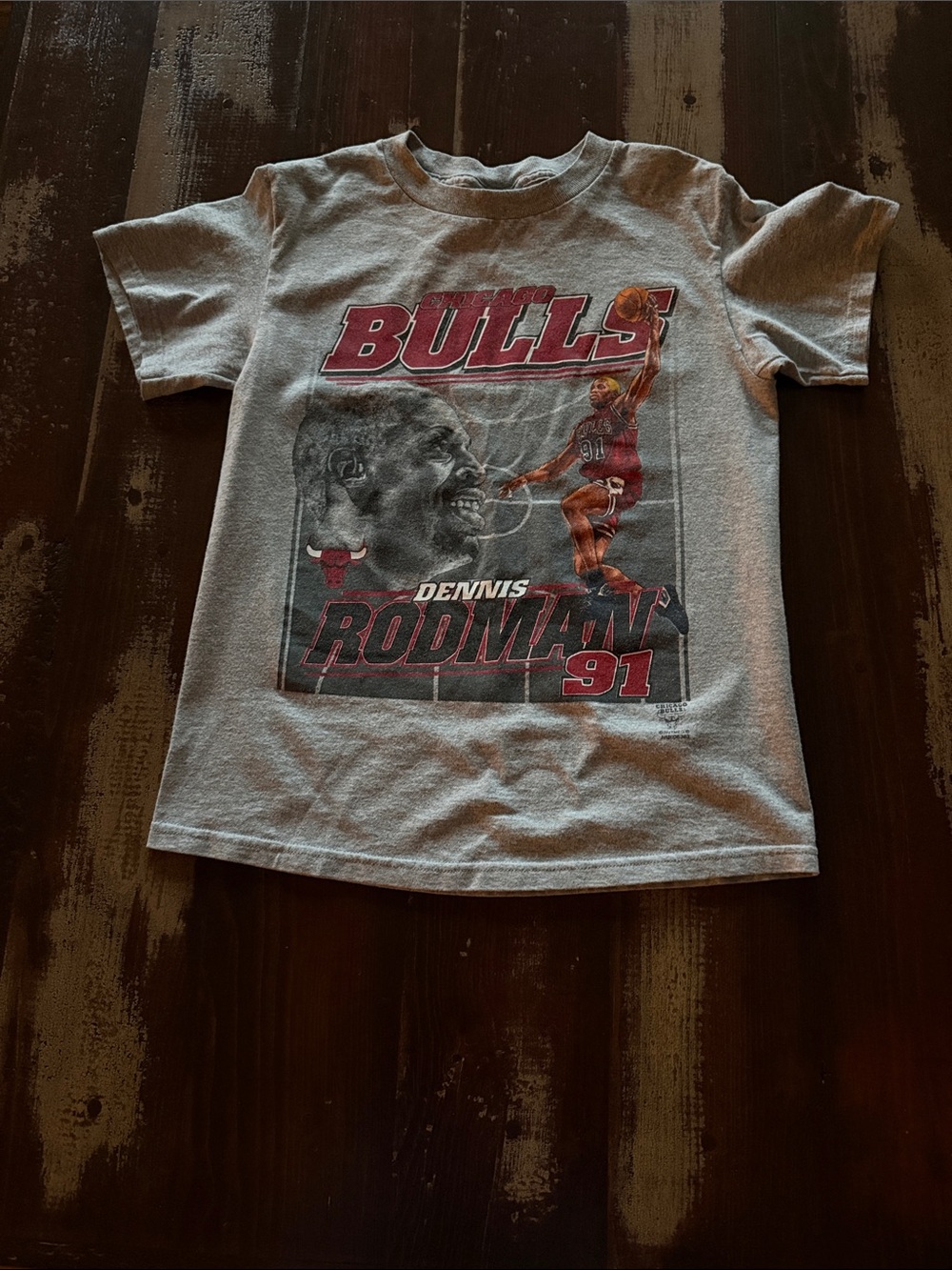 Vintage 90s NBA CHICAGO BULLS DENNIS RODMAN #91 youth tshirt